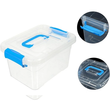 Pudełko do przechowywania z rączką 18,5x13x9,7cm - transparentne - plastikowe - organizer 