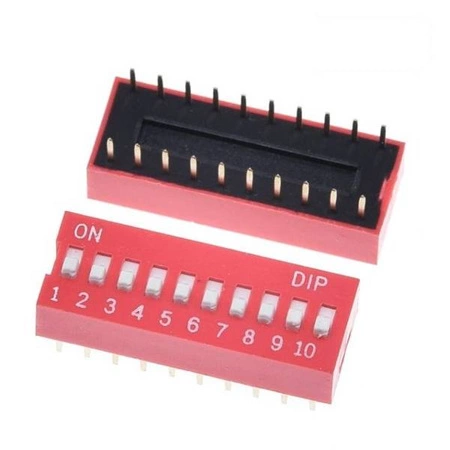 Przełącznik DIP switch 10P - przełącznik suwakowy 10-kanałowy