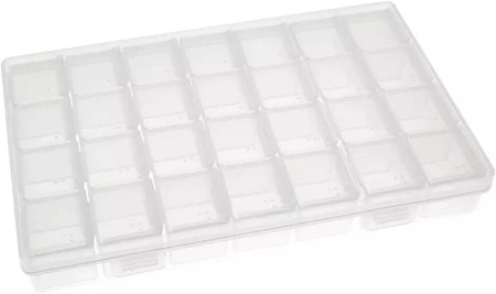 Organizer -Pudełko z przegródkami - 28 zamykanych pojemników kwadratowych